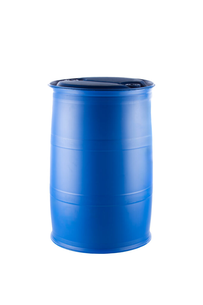 Blue reconditioned HDPE tight-head 220-litre drum