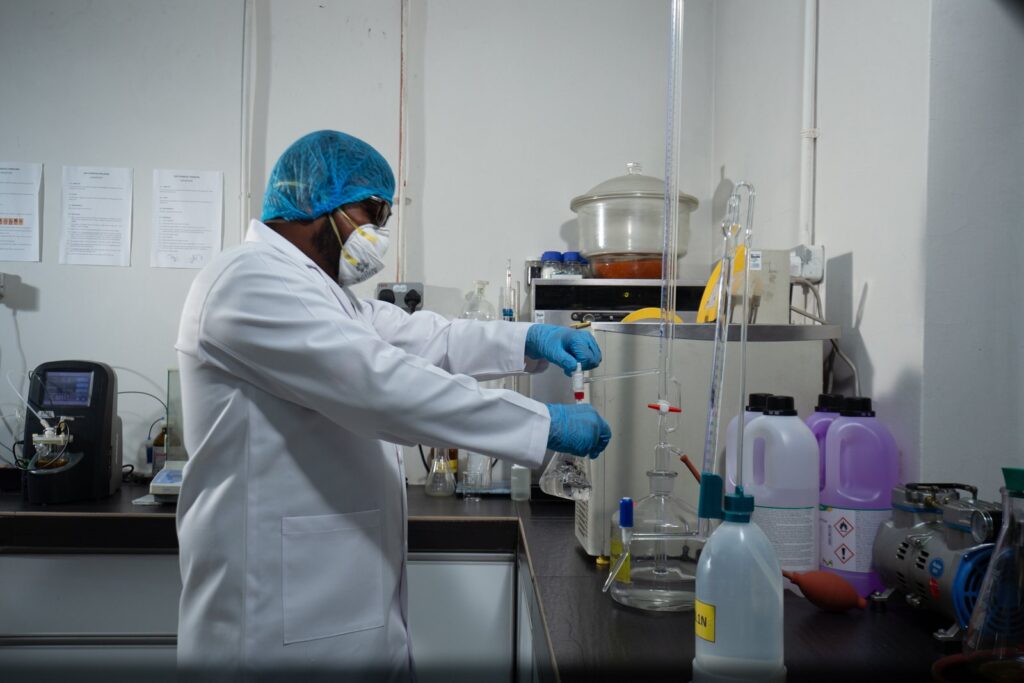 Ranama team member carrying out technical laboratory work.